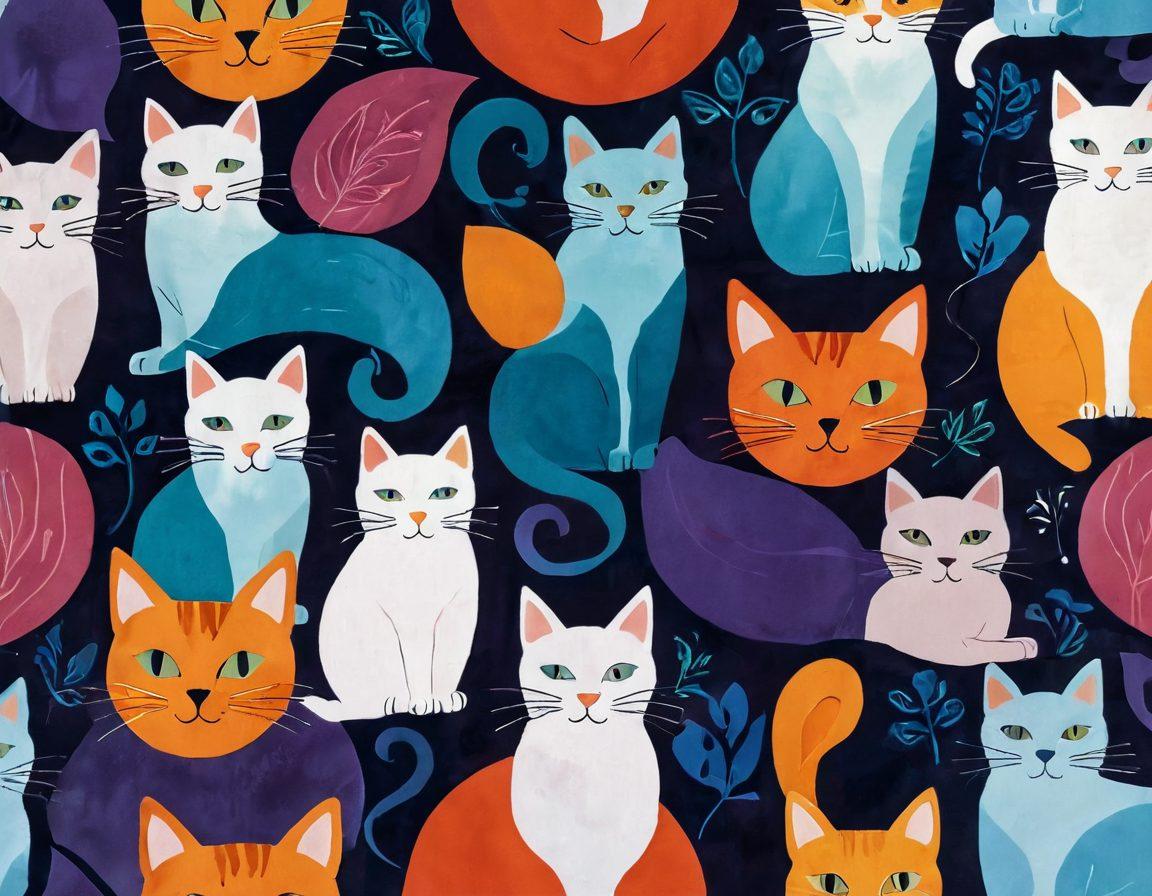 A whimsical and sensual depiction of feline-inspired art, featuring sleek cats intertwined with tantalizing adult-themed elements. Include soft, flowing lines, vivid colors, and playful expressions on the cats, suggesting exploration and curiosity. Surround them with soft fabrics and suggestive shapes, invoking a mysterious yet inviting atmosphere. Enchanting lighting and subtle shadows add depth to the scene. vibrant colors. 3D effect.